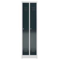 ClassiX Spind anthrazit, lichtgrau X-510108, 2 Schließfächer 50,0 x 50,0 x 180,0 cm