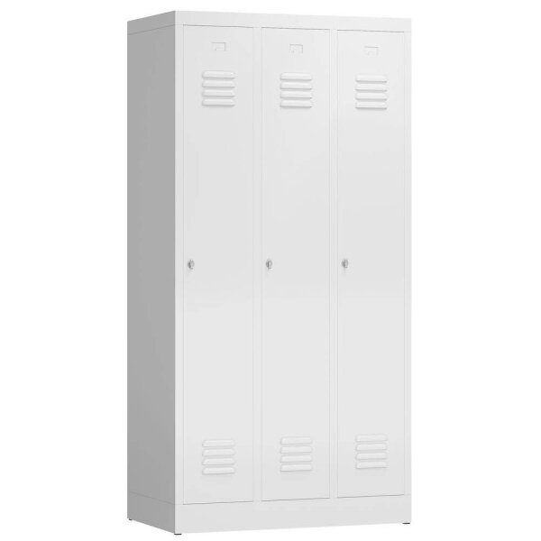 ClassiX Spind signalweiß X-510137, 3 Schließfächer 87,0 x 50,0 x 180,0 cm