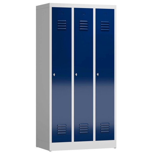 ClassiX Spind enzianblau, lichtgrau X-510131, 3 Schließfächer 87,0 x 50,0 x 180,0 cm