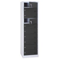 LÜLLMANN Schließfachschrank anthrazit, lichtgrau 526438, 10 Schließfächer 50,0 x 50,0 x 180,0 cm