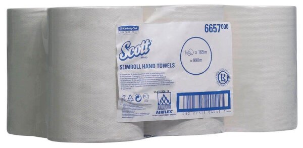 Scott® Handtuchrollen SLIMROLL® 1-lagig weiß, 6 Rollen