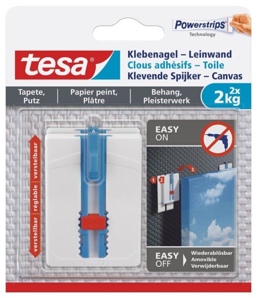 tesa Powerstripes Klebenägel für max. 2,0 kg, 4,5 x 6,4 cm, 2 St.