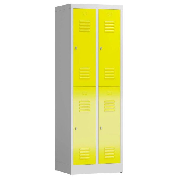 ClassiX Spind lichtgrau, zinkgelb X-520226, 4 Schließfächer 59,0 x 50,0 x 180,0 cm