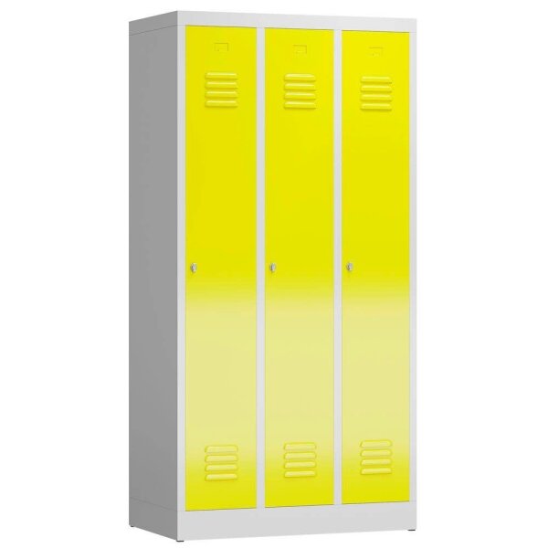 ClassiX Spind lichtgrau, zinkgelb X-510136, 3 Schließfächer 87,0 x 50,0 x 180,0 cm