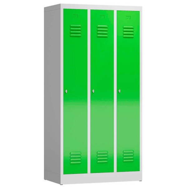 ClassiX Spind gelbgrün, lichtgrau X-510135, 3 Schließfächer 87,0 x 50,0 x 180,0 cm