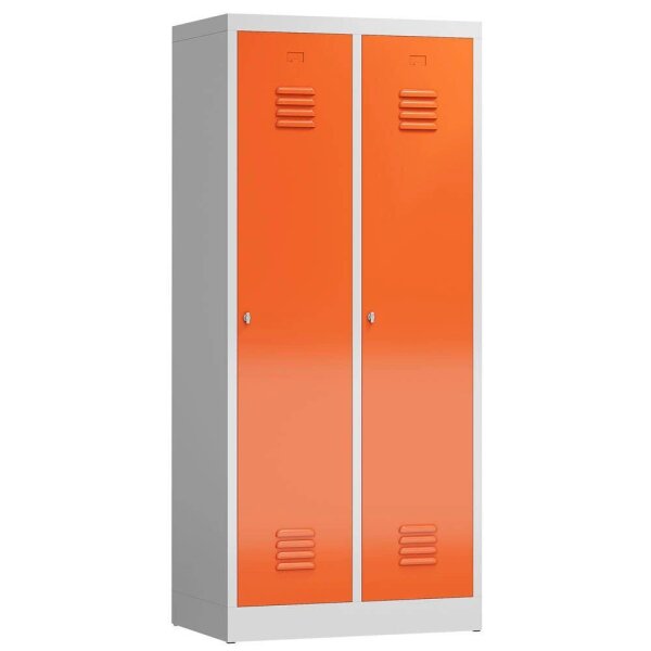 ClassiX Spind feuerrot, lichtgrau X-515124, 2 Schließfächer 80,0 x 50,0 x 180,0 cm