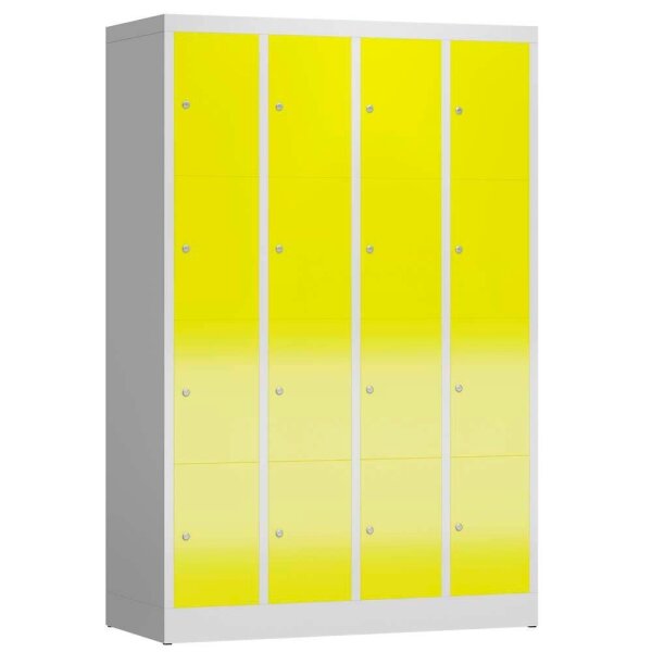 ClassiX Schließfachschrank lichtgrau, zinkgelb X-520446, 16 Schließfächer 118,5 x 50,0 x 180,0 cm