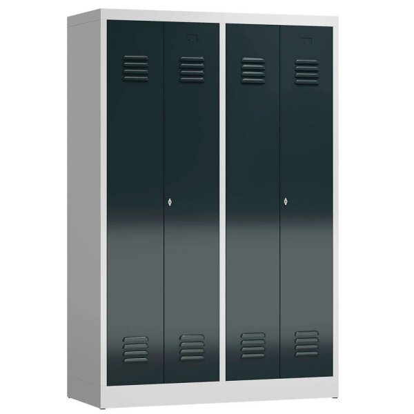 ClassiX Spind anthrazit, lichtgrau X-510448, 2 Schließfächer 118,5 x 50,0 x 180,0 cm
