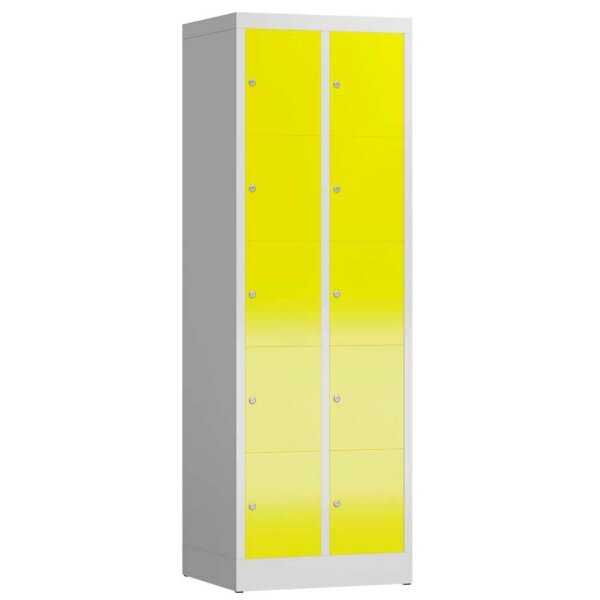 ClassiX Schließfachschrank lichtgrau, zinkgelb X-520526, 10 Schließfächer 59,0 x 50,0 x 180,0 cm