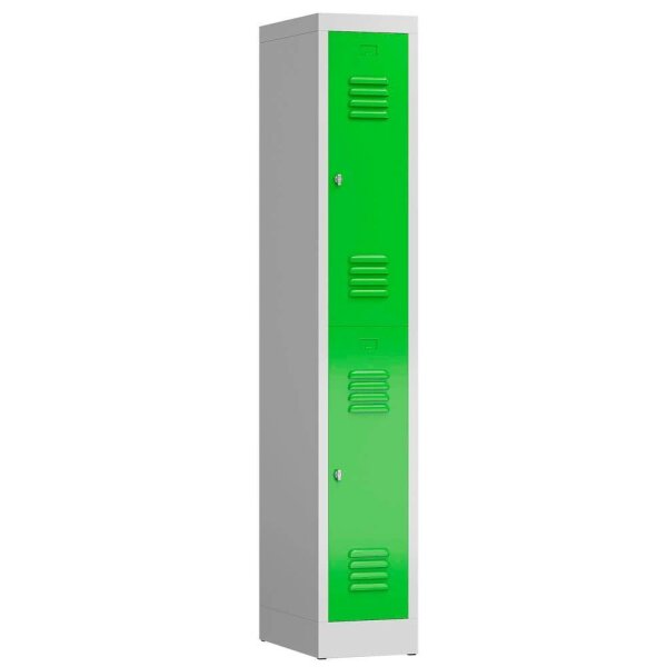 ClassiX Spind gelbgrün, lichtgrau X-520215, 2 Schließfächer 31,0 x 50,0 x 180,0 cm