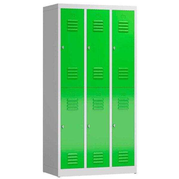 ClassiX Spind gelbgrün, lichtgrau X-520235, 6 Schließfächer 87,0 x 50,0 x 180,0 cm