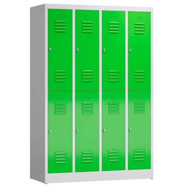 ClassiX Spind gelbgrün, lichtgrau X-520245, 8 Schließfächer 118,5 x 50,0 x 180,0 cm