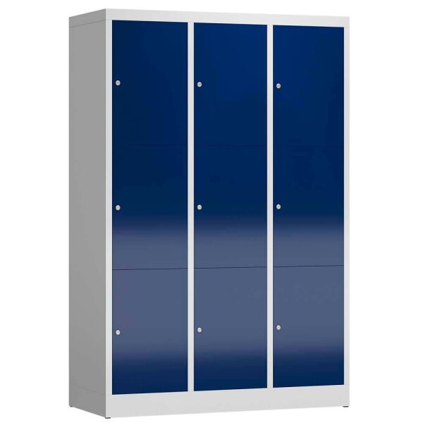 ClassiX Schließfachschrank enzianblau, lichtgrau X-523331, 9 Schließfächer 118,5 x 50,0 x 180,0 cm