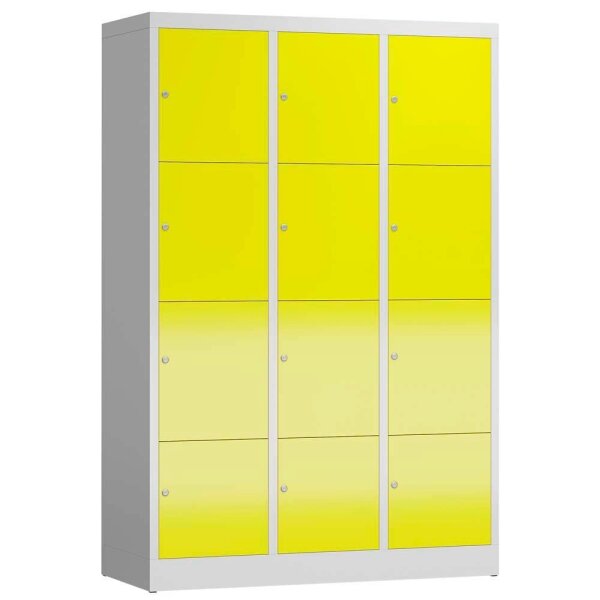 ClassiX Schließfachschrank lichtgrau, zinkgelb X-523436, 12 Schließfächer 118,5 x 50,0 x 180,0 cm