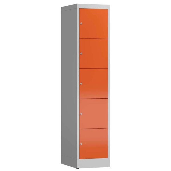 ClassiX Schließfachschrank feuerrot, lichtgrau X-523514, 5 Schließfächer 41,5 x 50,0 x 180,0 cm