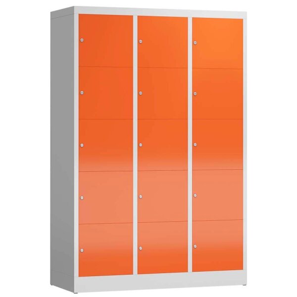 ClassiX Schließfachschrank feuerrot, lichtgrau X-523534, 15 Schließfächer 118,5 x 50,0 x 180,0 cm