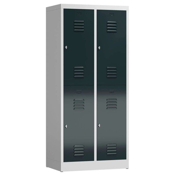 ClassiX Spind anthrazit, lichtgrau X-523228, 4 Schließfächer 80,0 x 50,0 x 180,0 cm
