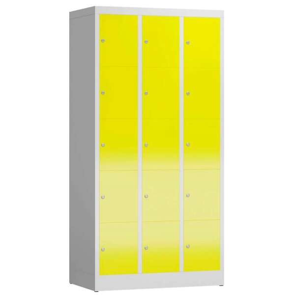 ClassiX Schließfachschrank lichtgrau, zinkgelb X-520536, 15 Schließfächer 87,0 x 50,0 x 180,0 cm