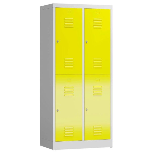 ClassiX Spind lichtgrau, zinkgelb X-523226, 4 Schließfächer 80,0 x 50,0 x 180,0 cm