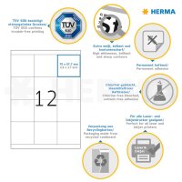 HERMA Etiketten 4279 weiß 70,0 x 67,7 mm, 100 Blatt
