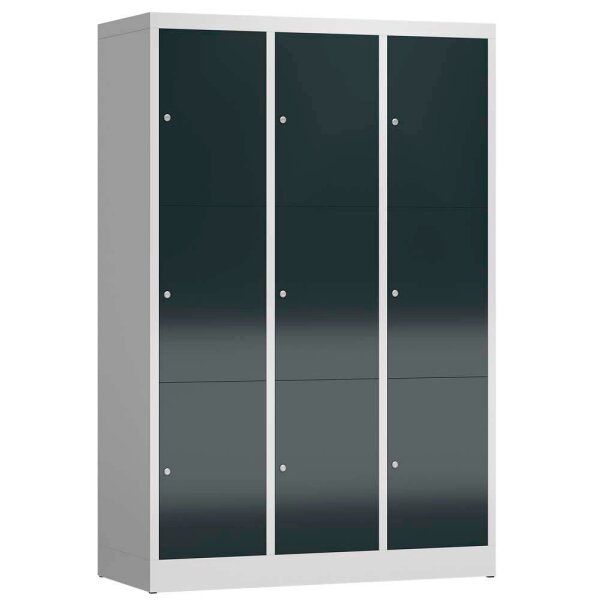 ClassiX Schließfachschrank anthrazit, lichtgrau X-523338, 9 Schließfächer 118,5 x 50,0 x 180,0 cm