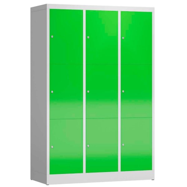 ClassiX Schließfachschrank gelbgrün, lichtgrau X-523335, 9 Schließfächer 118,5 x 50,0 x 180,0 cm