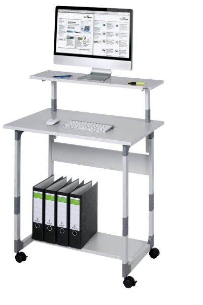 DURABLE PC-Tisch höhenverstellbar mit Rollen grau 80,0 x 56,4 x 63,4-91,6 cm