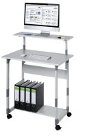 DURABLE PC-Tisch höhenverstellbar mit Rollen grau...