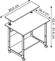 DURABLE PC-Tisch höhenverstellbar mit Rollen grau 80,0 x 56,4 x 63,4-91,6 cm