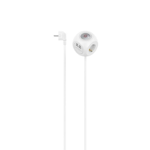 hama 3-fach Steckdosenwürfel  1,4 m weiß mit USB-Buchse  ( 223195 )