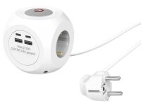 hama 3-fach Steckdosenwürfel  1,4 m weiß mit USB-Buchse  ( 223195 )