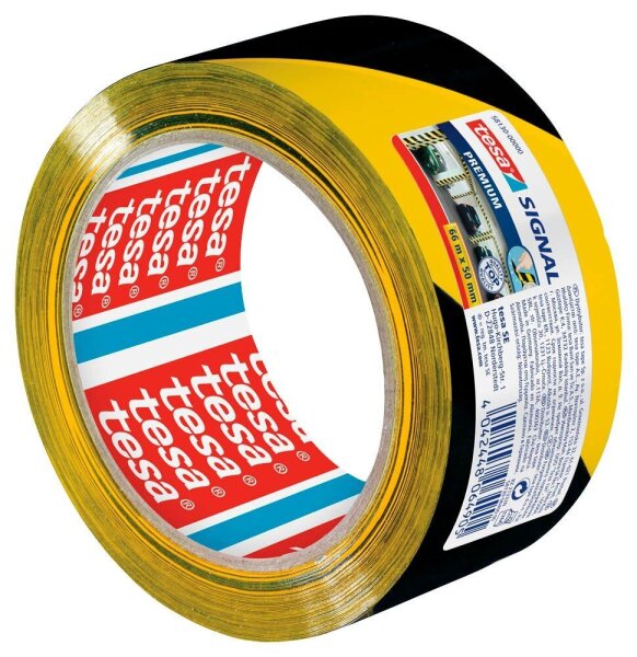 tesa Warnklebeband Signal PREMIUM schwarz/gelb 50,0 mm x 66,0 m 1 Rolle
