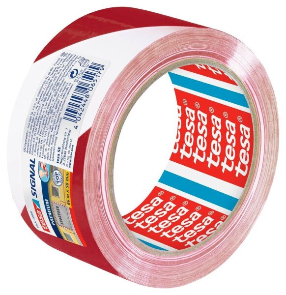 tesa Warnklebeband Signal PREMIUM rot/weiß 50,0 mm x 66,0 m 1 Rolle