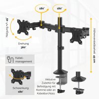 Fellowes Monitor-Halterung Reflex 8502501 schwarz für 1 Monitor, Tischklemme, Tischbohrung