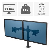 Fellowes Monitor-Halterung Reflex 8502601 schwarz für 2 Monitore, Tischklemme, Tischbohrung