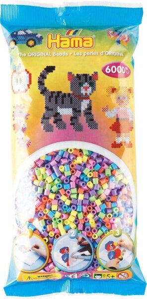 Hama® Bügelperlen mehrfarbig, Pastell 6.000 St.