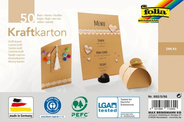 folia Tonpapier Kraftkarton braun 230 g/qm 50 Blatt
