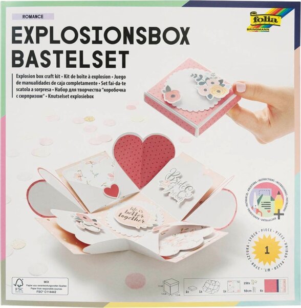 folia Bastelset Explosionsbox Romance 46 tlg. blau