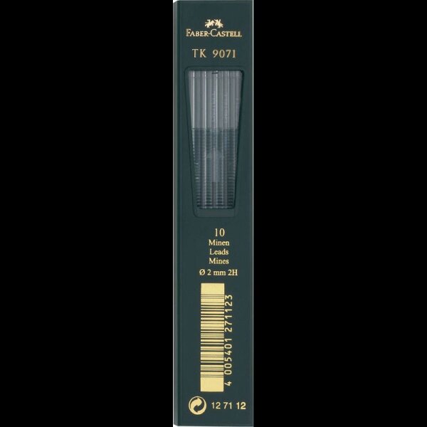 FABER-CASTELL TK 9071 Fallminen-Bleistiftminen schwarz 2H 2,0 mm, 10 St.