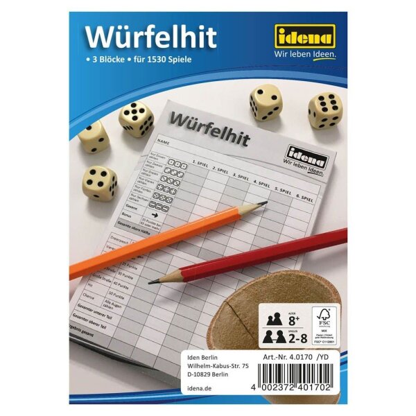 Idena Würfelhit Würfelspiel, 1 St.