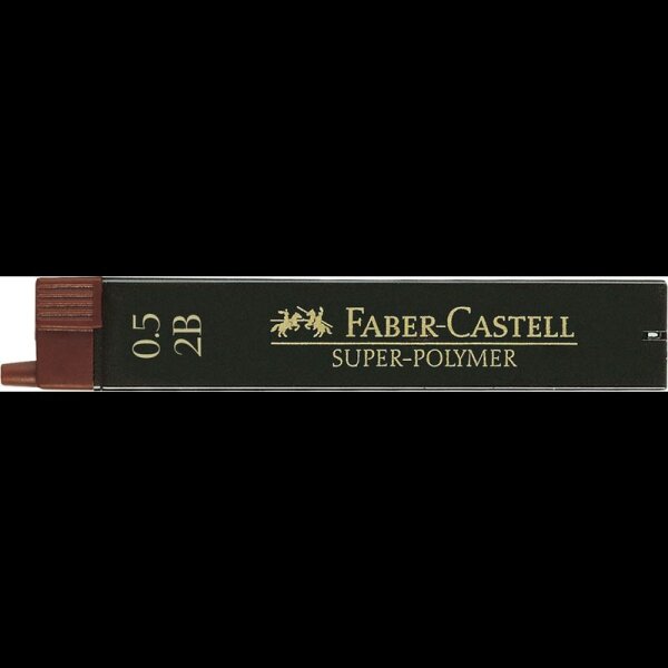 FABER-CASTELL SUPER-POLYMER Feinminen-Bleistiftminen schwarz 2B 0,5 mm, 12 St.