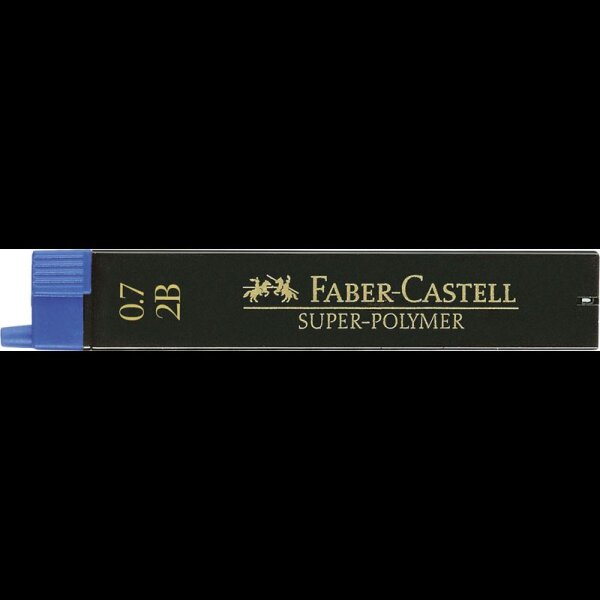 FABER-CASTELL SUPER-POLYMER Feinminen-Bleistiftminen schwarz 2B 0,7 mm, 12 St.