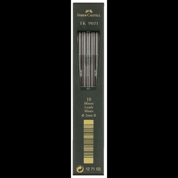 FABER-CASTELL TK 9071  Fallminen-Bleistiftminen schwarz 3B 2,0 mm, 10 St.
