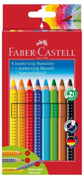 FABER-CASTELL Jumbo GRIP  Buntstifte farbsortiert, 8 St.