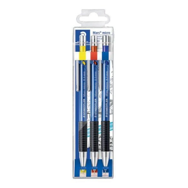 STAEDTLER Mars® micro  Druckbleistift-Set blau B 0,3 + 0,5 + 0,7 mm, 3 St.