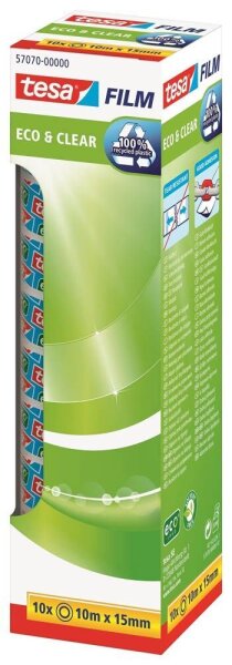 tesa CLEAR RECYCLED Klebefilm transparent 15,0 mm x 10,0 m 10 St.