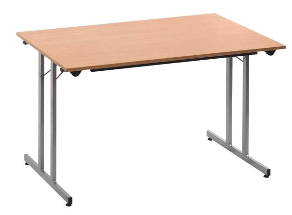 SODEMATUB Mehrzwecktisch buche rechteckig, Vierkantrohr silber, 140,0 x 70,0 x 74,0 cm