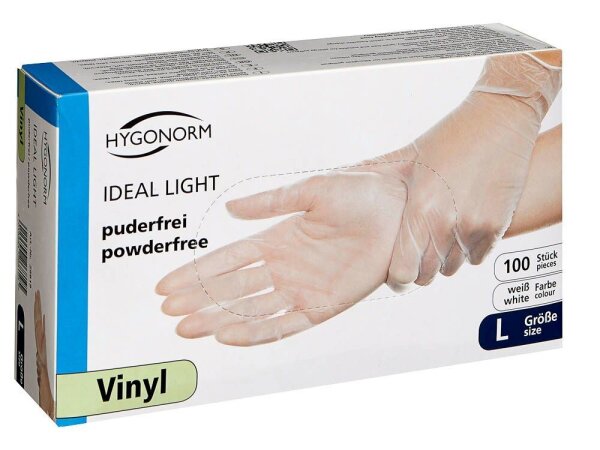HYGONORM unisex Einmalhandschuhe IDEAL LIGHT weiß Größe L, 100 St.