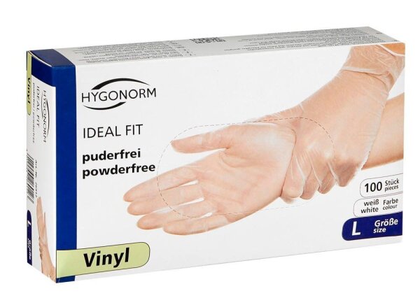 HYGONORM unisex Einmalhandschuhe IDEAL FIT weiß Größe L, 100 St.