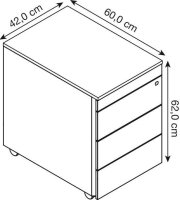 Gürkan Rollcontainer weiß 4 Auszüge 42,0...